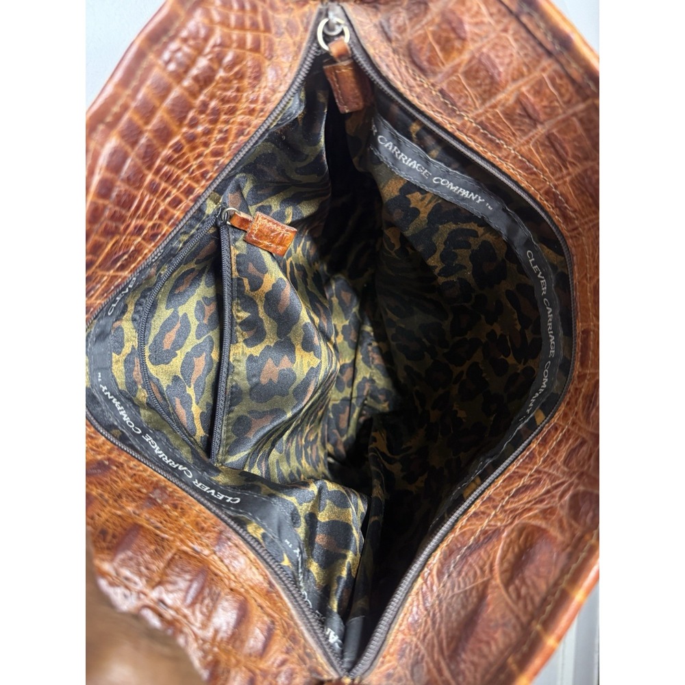 Vintage 1990s Cat Print Tapestry Tote Bag Leather Handles Clever Carriage Co. - Picture 9 of 9